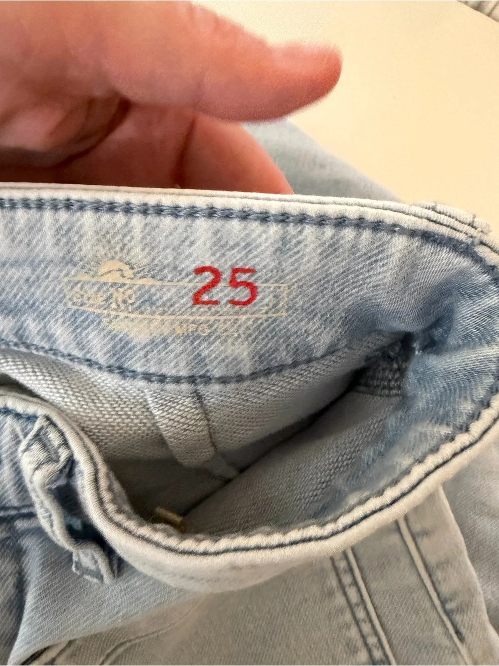 Faherty Stretch Terry Patch Pocket High Rise Light Wash Flare Jeans NWOT Sz 25